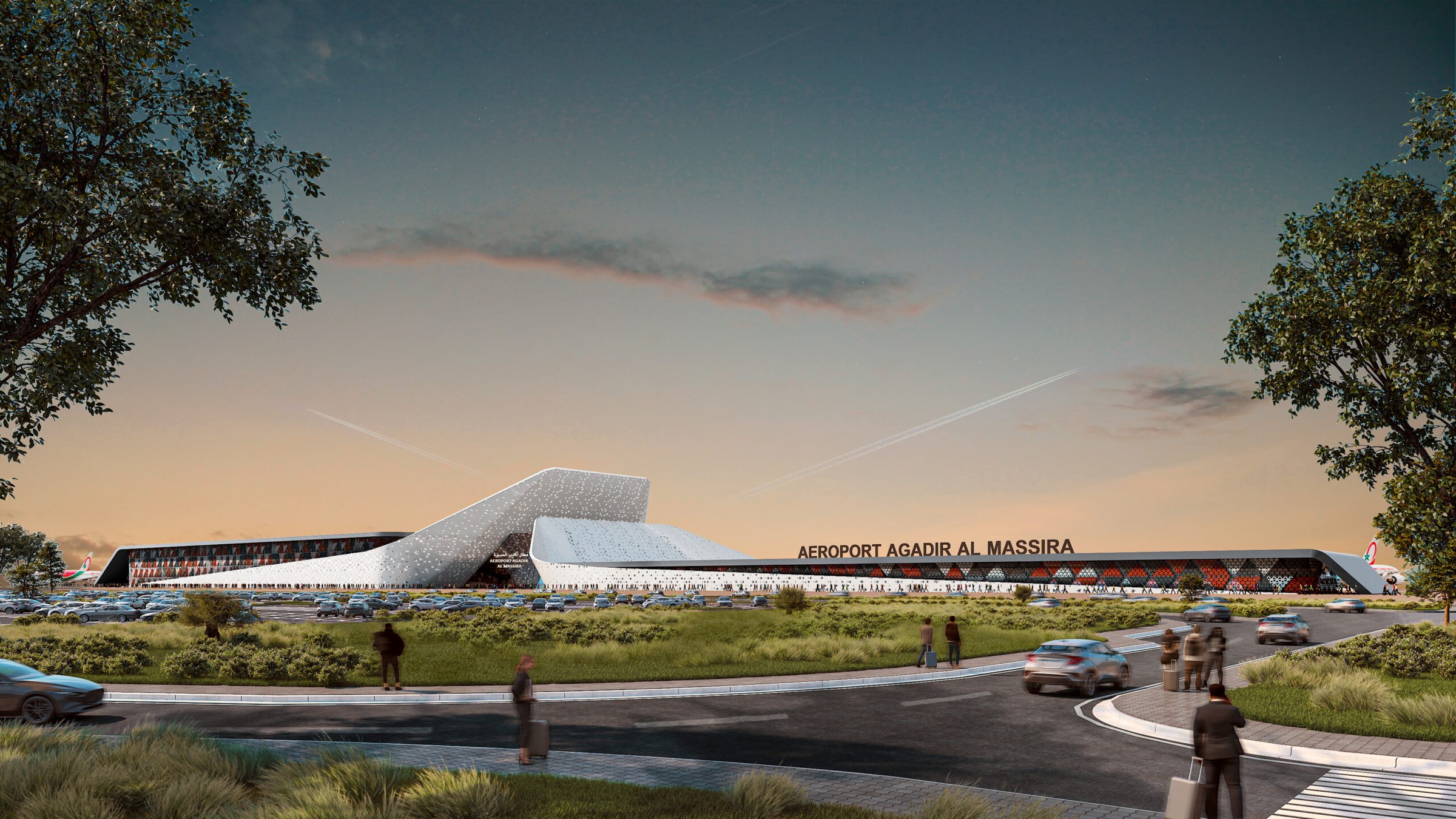 Façade du terminal de l'aéroport Agadir Al Massira au Maroc